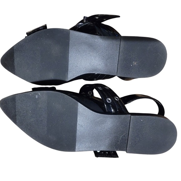 NWOB Madden Girl black patent leather pointed toe buckle sling back flats SZ 7 - Picture 7 of 7